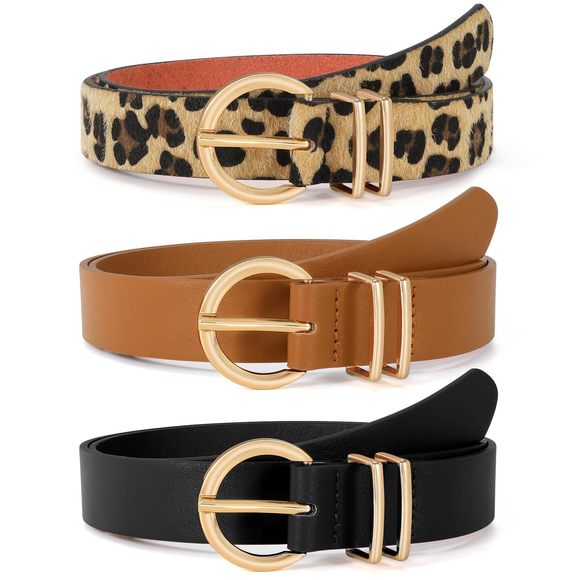 knee length dresses for ladies Brown Buckle Belt